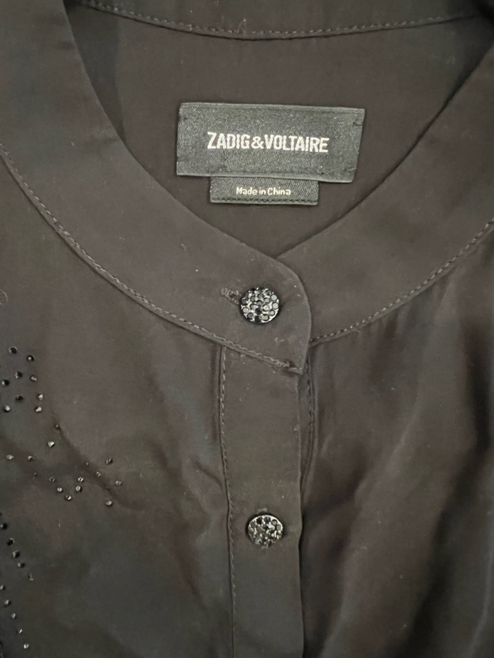 Zadig & Voltaire Rimaz Soft Strass Faux Wrap Shirt Dress Black Sz S NWT - Picture 9 of 13